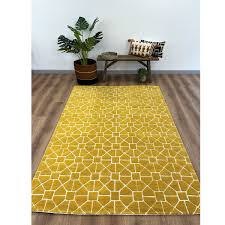 geometric tile patterned carved rug in