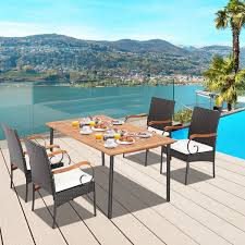 5 Pieces Patio Wicker Dining Set With