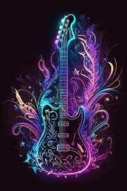 abstract neon light electric guitar