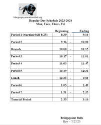 bell schedule bridgepoint high