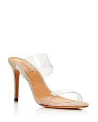 Womens Ariella Clear Strap High Heel Slide Sandals