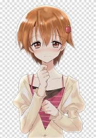 Characters with this hairstyle simultaneously rock the short and the long styles—they're just that this is a character design trope, subtrope of anime hair. Mahiru Inami Girl Anime Character With Short Brown Hair Illustration Transparent Background Png Clipart Hiclipart