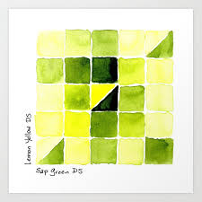 Color Chart Lemon Yellow Ds And Sap Green Ds Art Print By Anyatoomre