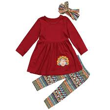 Faithtur 3pc Thanksgiving Baby Girl Clothes Sets Kids