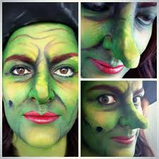 wicked witch look with green makeup