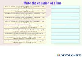 Writing Equation Of A Line Worksheet