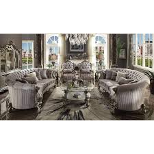 versailles oval velvet living room set