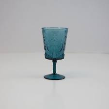 Vintage Art Deco Blue Wine Glass