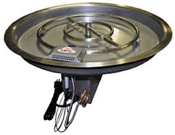 Example of gas fire pit ring with conversion kits. Circular 36 High Capacity 3 4 Hub Spun Stainless Steel Fire Ring 43 Round Spun Ss 400k Btu A C Powered Fully Assembled Fire Pit