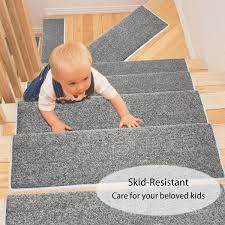 pure era bullnose indoor tape free non slip gray 9 5 in x 30 in x 1 2 in polypropylene carpet stair tread cover set of 14
