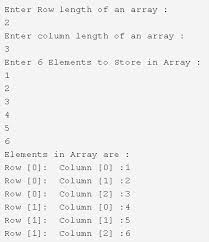 two dimensional array in java