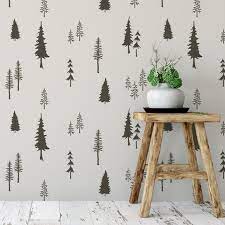 Fir Tree Forest Pattern Wall Stencil