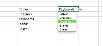 drop down lists in excel on mac