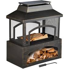 Relaxdays Steel Fire Pit Chiminea Log
