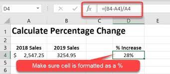 how to percent change formula in excel