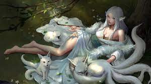 Download Mythical Creatures Gumiho Art Wallpaper | Wallpapers.com