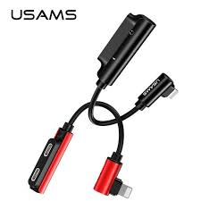 Usams Dual Lighting To Lighting Adapter Fast Charging L Cable Aux Audio Adapter For Iphone X 6 7 8 For Ios 12 11 Connector Otg Audio Adapter Otg Fast Charging