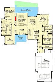 modern house plan with 2 master suites