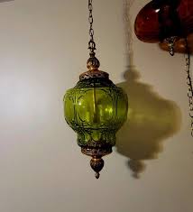 Huge Green Vintage Glass Hanging Light