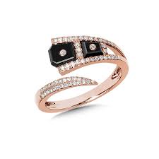 byp onyx and diamond rose gold ring