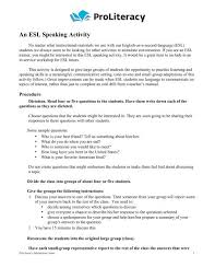 an esl speaking activity proliteracy