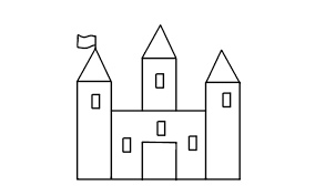 step by step castle drawing for kids