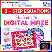 2 Step Equations Valentine Digital Maze