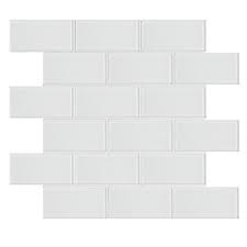 White Glass Mosaic Subway Wall Tile