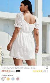 puff sleeve square neck white dress