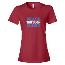 Womens Peace Through Music Blue And White Shirt Products