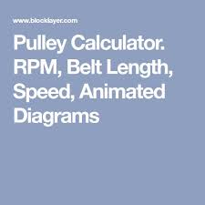 Pulley Computer Rpm Belt Length Speed Animated Charts