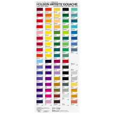 Holbein Artists Gouache Paint Hand Painted Colour Chart