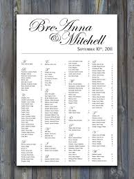 Printable Wedding Seating Chart Black And White Reception