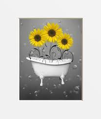 Yellow Gray Bathroom Wall Pictures