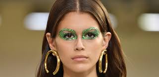 kaia gerber wore green gemstones as eye