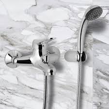 wall mount tub faucet with hand shower
