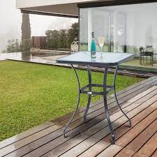 Black Outdoor Glass Top Bistro Table