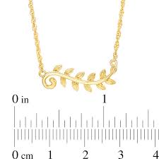 sideways leaf vine necklace in 10k gold