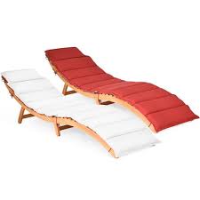 That's why at costco.com, you can find chaise lounges and other outdoor lounge chairs in a variety of designs, colors, and shapes. Costway 2 Pcs Folding Wooden Outdoor Lounge Chair Chaise Red White Cushion Pad Pool Deck Target