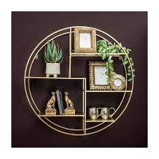 Round Wall Shelf Unit In Gold Madison