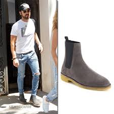 Santimon chelsea boots men suede casual dress boots ankle boots formal shoes black brown grey. Justin Theroux In Grey Suede Saint Laurent Chelsea Boots Steal His Outfit