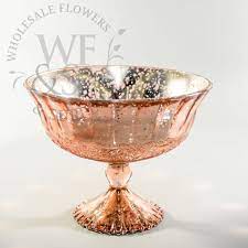 Glass Pedestal Vase Rose Gold Bulk At