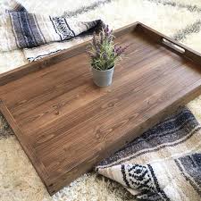 Rustic Wooden Ottoman Tray Coffee Table