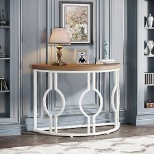 Wood Half Circle Console Table For