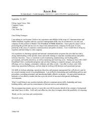 Cover Letter Sample Public Relations Under Fontanacountryinn Com