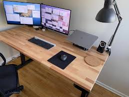 I just got 2 desk(table) tops, but without any legs. Finished Ikea Gerton Tabletop Paired With Vivo Standing Desk Frame Diy