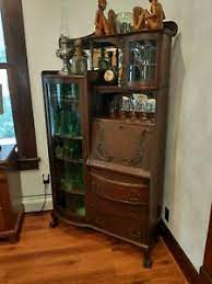 August grove® tinsman secretary desk with hutch. Antique Secretary Wood Glass Desk Hutch Ebay