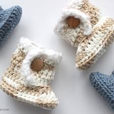 sheepskin style crochet baby booties