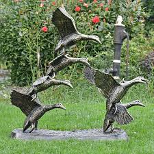 Bronze Finish Flying Duck Sculpture
