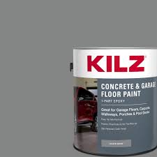 kilz l377711 1 part epoxy acrylic interior exterior concrete garage floor paint satin slate gray 1 gallon